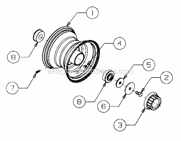 Front Wheel Diagram and Parts List for 2164 13A-264G100 Cub Cadet Lawn Tractor